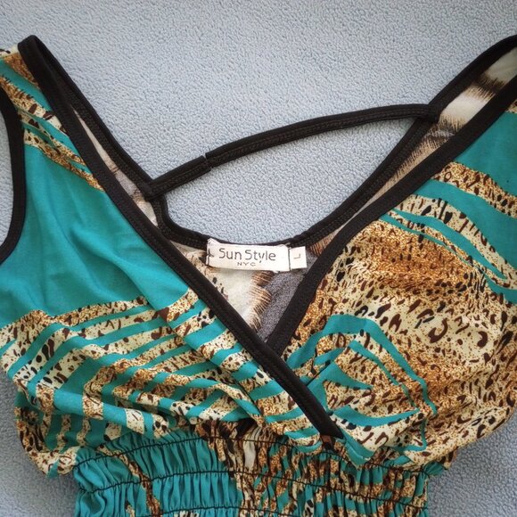 Sun Style NYC Sleeveless Mini Dress, Animal Print, Size L, Pre-Owned - Picture 3 of 6